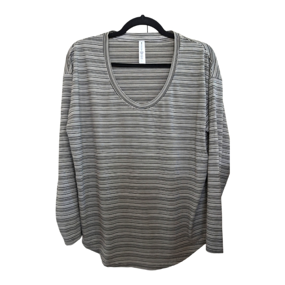 Athleta Cloudlight Stratus Black&White Striped Knit Top - Women's Large